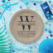 独自のBurlapロゴのアニバーサリーモノグラムの作成 ペーパープレート (パーティー)