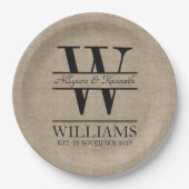 独自のBurlapロゴのアニバーサリーモノグラムの作成 ペーパープレート (正面)
