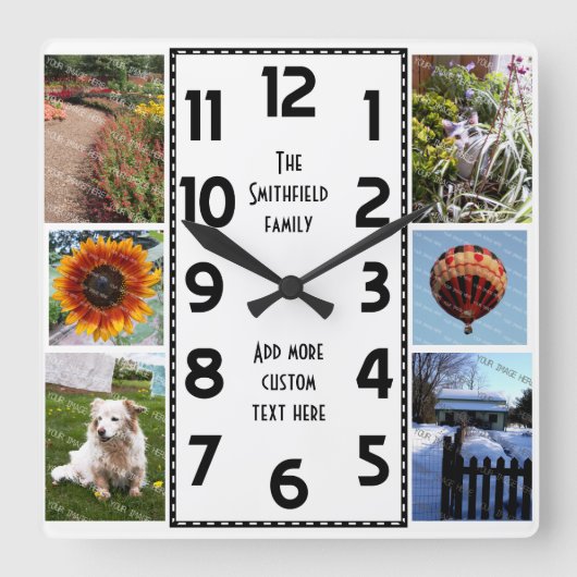 独自のDeco 6フォトコラージュの作成 スクエア壁時計 (正面)
