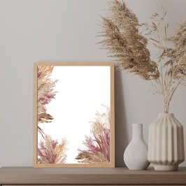 独自のDIY Boho Pampas Grass Mauve Pinkを作成 ポスター