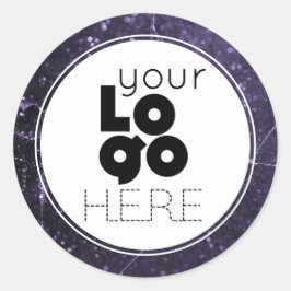 独自のDkパープルグリッターフェイク大理石ロゴの作成 ラウンドシール