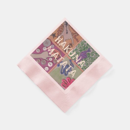 独自のHakuna Matataアフリカプリントの作成 縁ありカクテルナプキン (角)