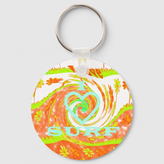 独自のI Loveサーフィンを作成。 キーホルダー (正面)