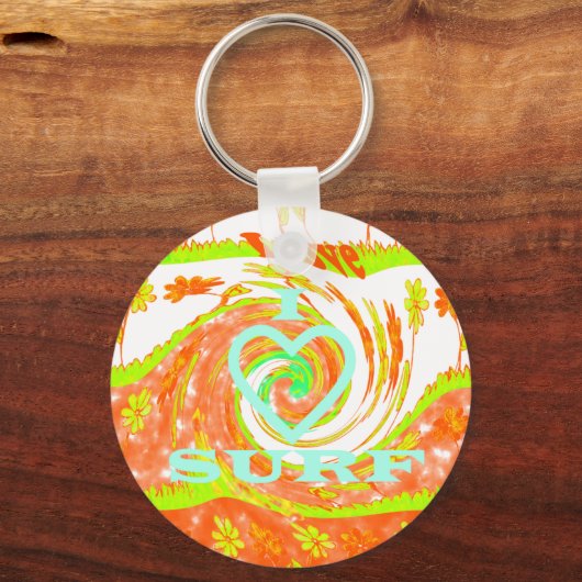独自のI Loveサーフィンを作成。 キーホルダー (正面)