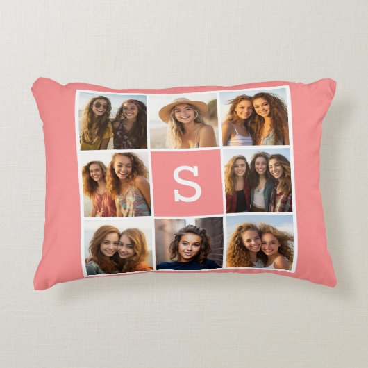 独自のInstagramコラージュのモノグラムをカスタム作成 アクセントクッション (正面)