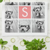 独自のInstagramコラージュのモノグラムをカスタム作成 キッチンタオル (折り畳み)