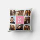 独自のInstagramコラージュのモノグラムをカスタム作成 クッション (裏面)