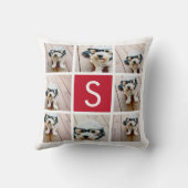 独自のInstagramコラージュのモノグラムをカスタム作成 クッション (裏面)