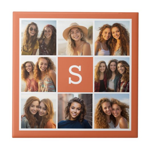 独自のInstagramコラージュのモノグラムをカスタム作成 タイル (正面)