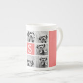 独自のInstagramコラージュのモノグラムをカスタム作成 ボーンチャイナマグカップ (正面右)