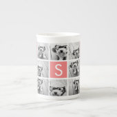 独自のInstagramコラージュのモノグラムをカスタム作成 ボーンチャイナマグカップ (正面)
