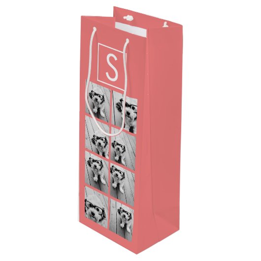 独自のInstagramコラージュのモノグラムをカスタム作成 ワインギフトバッグ (正面アングル)