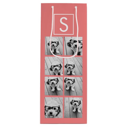 独自のInstagramコラージュのモノグラムをカスタム作成 ワインギフトバッグ (正面)