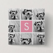 独自のInstagramコラージュのモノグラムをカスタム作成 缶バッジ (正面)