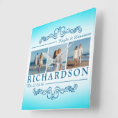 独自のInstagramビーチ結婚式モノグラムの作成 スクエア壁時計 (傾斜)