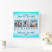 独自のInstagramビーチ結婚式モノグラムの作成 スクエア壁時計 (ホーム)