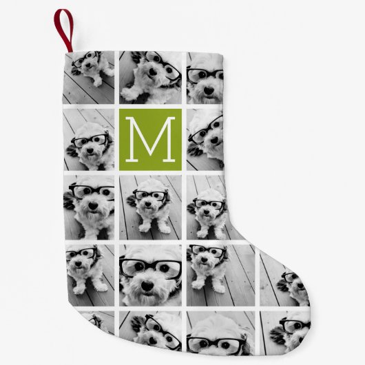 独自のInstagramフォトコラージュの作成ライム スモールクリスマスストッキング (正面)