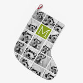独自のInstagramフォトコラージュの作成ライム ラージクリスマスストッキング (正面 (吊り時))