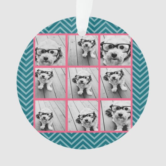 独自のInstagramフォトコラージュ9枚の写真を作成 オーナメント (正面)