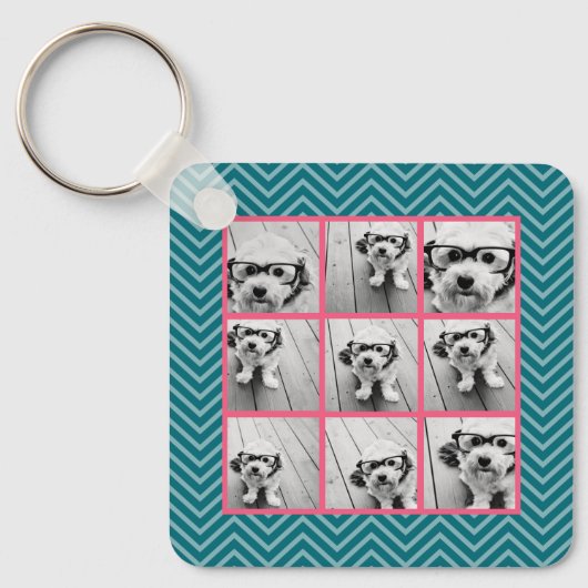 独自のInstagramフォトコラージュ9枚の写真を作成 キーホルダー (正面)