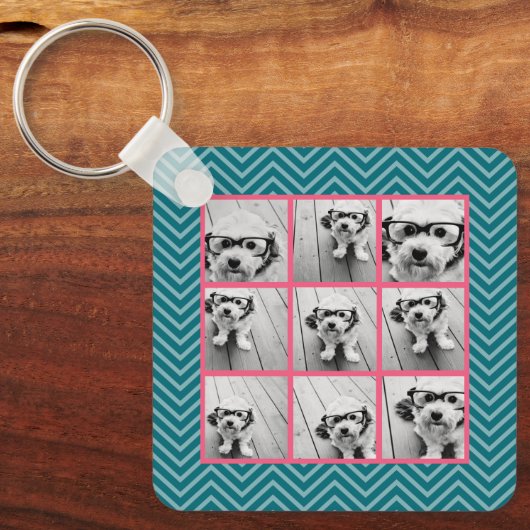 独自のInstagramフォトコラージュ9枚の写真を作成 キーホルダー (正面)