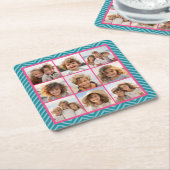 独自のInstagramフォトコラージュ9枚の写真を作成 スクエアペーパーコースター (アングル)