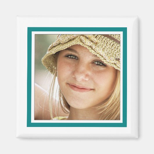 独自のInstagramフォトフレームの作成シンプルティール(緑がかった色) マグネット (正面)