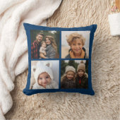 独自のInstagram Collage Navy 4写真の作成 クッション (ブランケット)