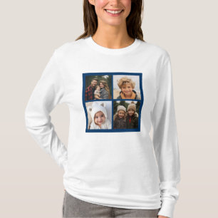 独自のInstagram Collage Navy 4写真の作成 Tシャツ