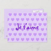 独自のJe T'aime紫色のハートを作成 ポストカード (正面/裏面)
