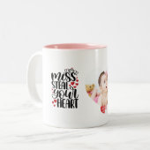 独自のMomベビーハートフォト文字 モダン ツートーンマグカップ (正面左)