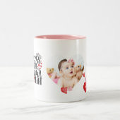 独自のMomベビーハートフォト文字 モダン ツートーンマグカップ (中央)