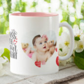 独自のMomベビーハートフォト文字 モダン ツートーンマグカップ