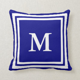 独自のMonogram Navy Blue and Whiteを作成 クッション