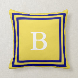 独自のMonogram Navy Blue and Yellowを作成 クッション