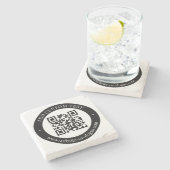 独自のQRコードのアップロードとカスタマイズ可能な文字 ストーンコースター (横)