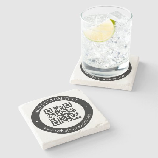 独自のQRコードのアップロードとカスタマイズ可能な文字 ストーンコースター (横)