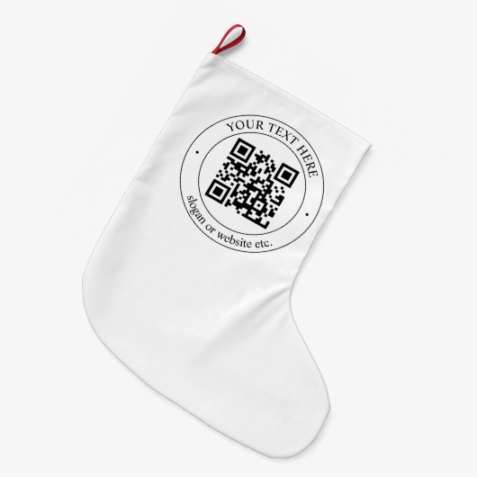 独自のQRコードのアップロードとカスタマイズ可能な文字 ラージクリスマスストッキング (正面 (吊り時))