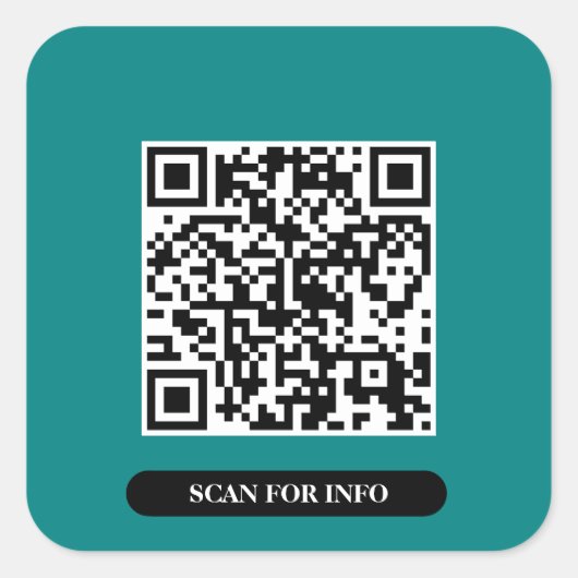 独自のQRコードの作成ティール（緑がかった色）カラフルシックトレンディー スクエアシール (正面)