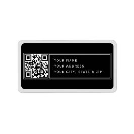 独自のQRコードをアップロードするブラックグレー差出人住所 ラベル