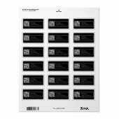 独自のQRコードをアップロードするブラックグレー差出人住所 ラベル (フルシート)