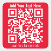 独自のQRコードを作成する縁ど/ |赤と白 スクエアシール (正面)
