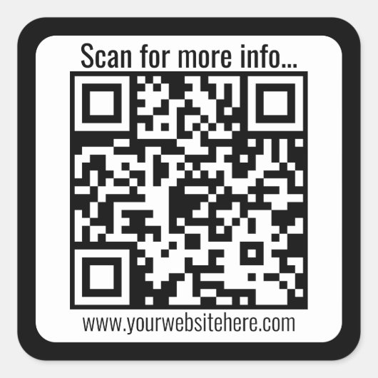 独自のQRコードを作成する縁ど/ |黒と白 スクエアシール (正面)