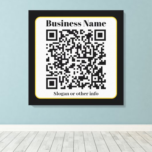 独自のQRコードを作成する |白黒金ゴールド縁ど キャンバスプリント (インサイチュ (ウッドフロア))