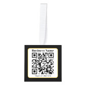 独自のQRコードを作成する |白黒金ゴールド縁ど キューブオーナメント (正面)