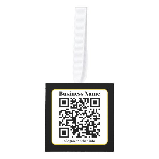 独自のQRコードを作成する |白黒金ゴールド縁ど キューブオーナメント (正面)