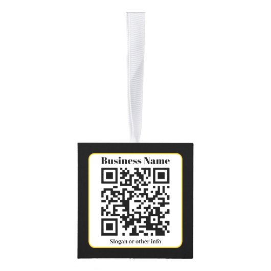 独自のQRコードを作成する |白黒金ゴールド縁ど キューブオーナメント (右)