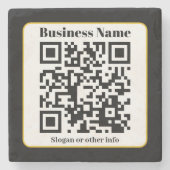 独自のQRコードを作成する |白黒金ゴールド縁ど ストーンコースター (正面)