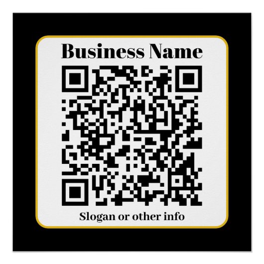 独自のQRコードを作成する |白黒金ゴールド縁ど ポスター (正面)