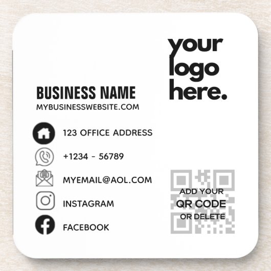 独自のQRコードビジネスロゴソーシャルメディアIDの作成 コースター (正面)